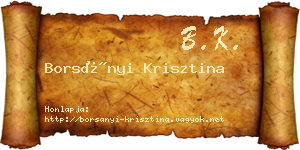 Borsányi Krisztina névjegykártya